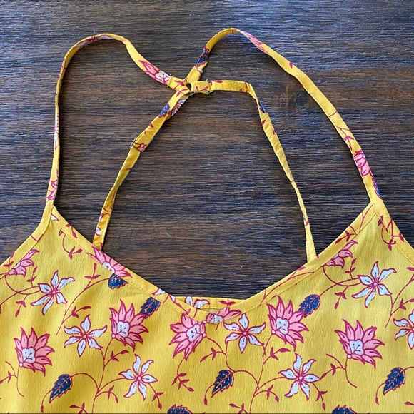 Hollister Mustard Yellow & Purple Floral Tank Top - Picture 3 of 7